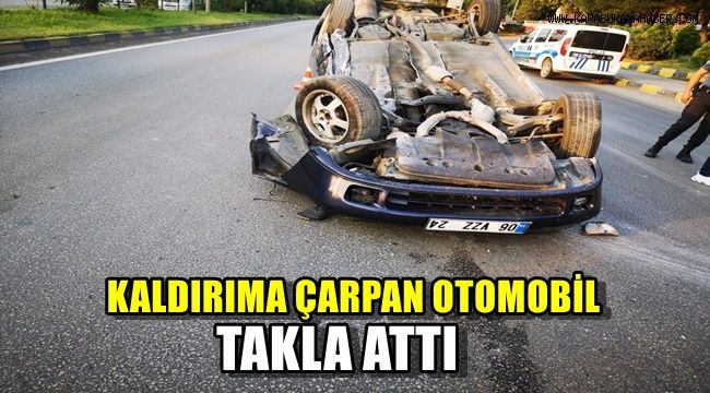 Kaldırıma çarpan otomobil takla attı: 1'i çocuk 2 yaralı