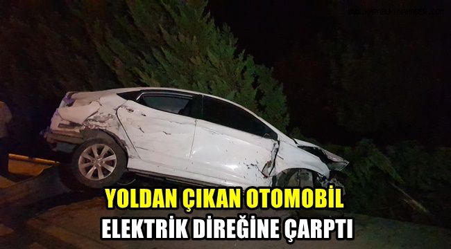 Yoldan çıkan otomobil elektrik direğine çarptı: 1 yaralı