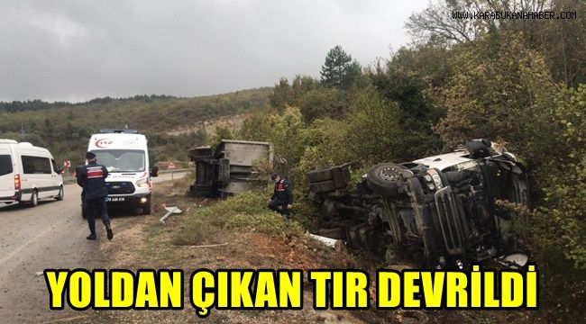 Yoldan çıkan tr devrildi: 1 yaralı