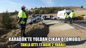 Karabük'te yoldan çıkan otomobil takla attı: 1 ağır 2 yaralı