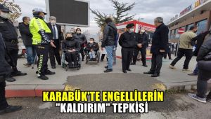 Karabük'te engellilerin 'kaldırım' tepkisi