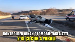 Kontrolden çıkan otomobil takla attı: 2'si çocuk 4 yaralı