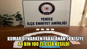 Kumar oynarken suçüstü yakalanan 14 kişiye 44 bin 100 TL ceza kesildi
