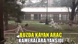 Buzda kayan araç kameralara yansıdı