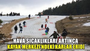 Hava sıcakları artınca kayak merkezinde karlar eridi
