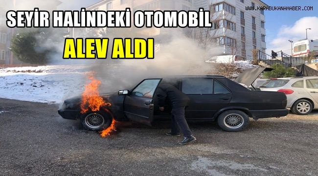 Seyir halindeki otomobil alev aldı