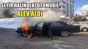 Seyir halindeki otomobil alev aldı