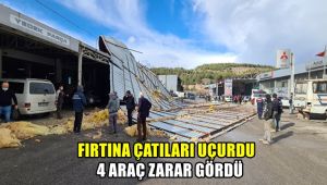 Fırtına çatıları uçurdu, 4 araç zarar gördü