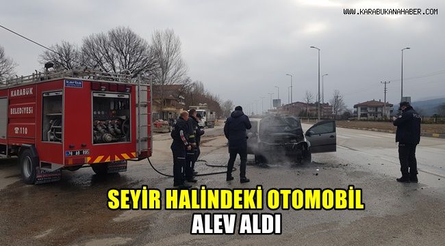 Seyir halindeki otomobil alev aldı