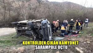 Kontrolden çıkan kamyonet şarampole uçtu: 2 yaralı