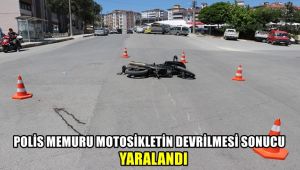Polis memuru motosikletin devrilmesi sonucu yaralandı
