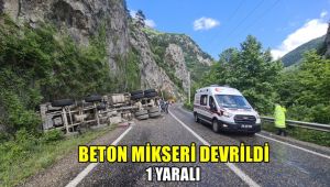 Beton mikseri devrildi: 1 yaralı