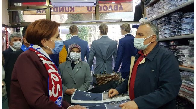 İYİ Parti Genel Başkanı Akşener esnafı dinledi