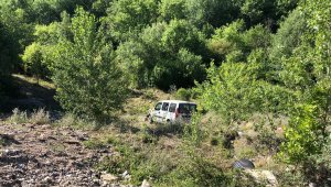 Yoldan çıkan hafif ticari araç şarampole düştü