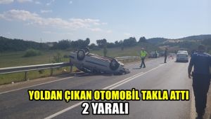 Yoldan çıkan otomobil takla attı: 2 yaralı