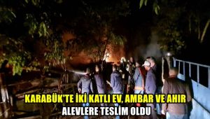 Karabük'te iki katlı ev, ahır ve ambar alevlere teslim oldu