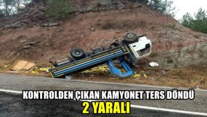 Kontrolden çıkan kamyonet ters döndü: 2 yaralı