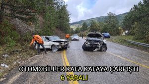 Otomobiller kafa kafaya çarpıştı: 6 yaralı