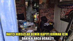 İnatçı hırsızlar demir kapıyı kırmak için dakikalarca uğraştı