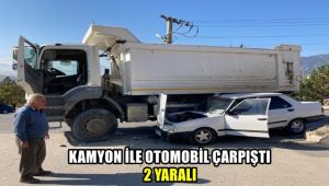 Kamyon ile otomobil çarpıştı: 2 yaralı