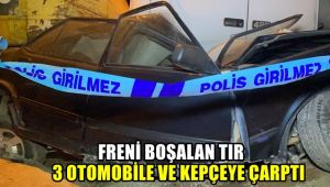 Freni boşalan tır, 3 otomobile ve kepçeye çarptı: 3 yaralı