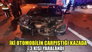 İki otomobilin çarpıştığı kazada 3 kişi yaralandı