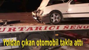 Yoldan çıkan otomobil takla attı