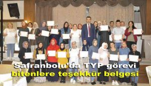 Safranbolu'da TYP görevi bitenlere teşekkür belgesi