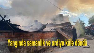 Yangında samanlık ve ardiye küle döndü