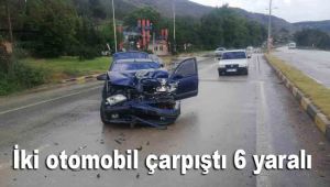 İki otomobil çarpıştı 6 yaralı