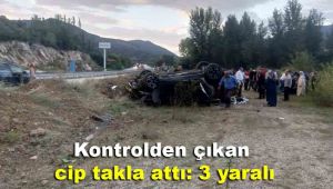 Kontrolden çıkan cip takla attı: 3 yaralı