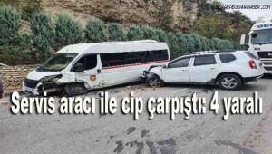 Servis aracı ile cip çarpıştı: 4 yaralı