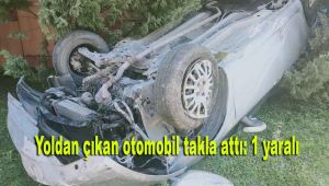 Yoldan çıkan otomobil takla attı: 1 yaralı