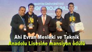Ahi Evran Mesleki ve Teknik Anadolu Lisesine mansiyon ödülü