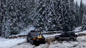 Doğa tutkunları karın keyfini araçlarıyla çıkardı