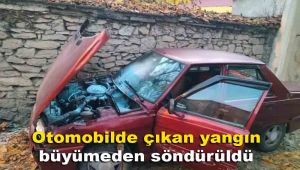 Otomobilde çıkan yangın büyümeden söndürüldü