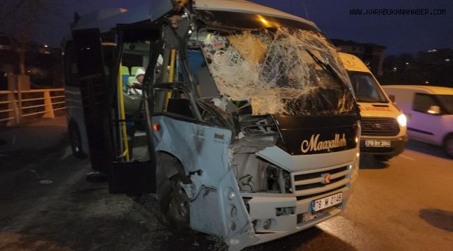 Minibüs otobüse çarptı: 14 yaralı