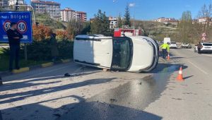 Cipin çarptığı hafif ticari araç devrildi: 2 yaralı