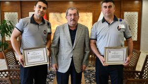 Gaspı engelleyen güvenlik görevlilerine başarı belgesi