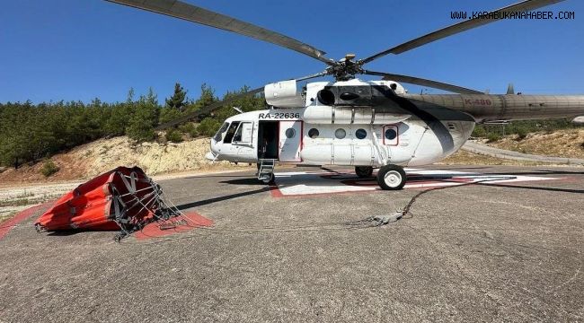Karabük'te orman yangınlarına önlem olarak helikopter konuşlandı