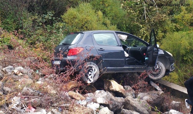 Karşı şeride geçip şarampole uçtu: 1 yaralı