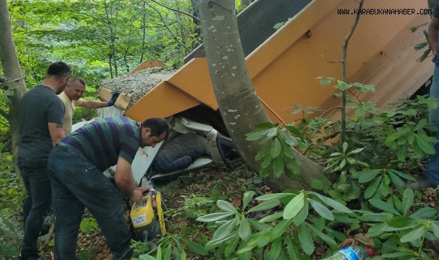 Uçuruma yuvarlanan kamyonda 5 saatlik yaşam mücadelesi