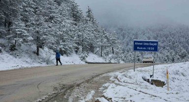 Çiçek açan ağaçlar karla kaplandı