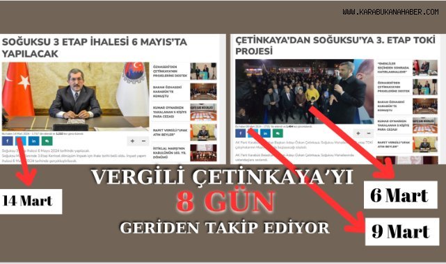 VERGİLİ, ÇETİNKAYA'NIN 8 GÜN GERİSİNDEN GELİYOR