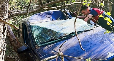 Yoldan çıkan otomobil şarampole uçtu: 1 yaralı