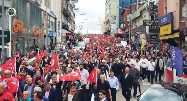Binlerce kişi İsrail'e tepki, Filistin'e destek için yürüdü