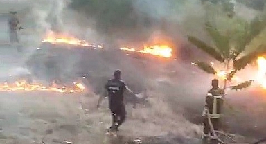 Anız yangını büyümeden söndürüldü