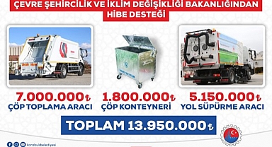 Bakanlıktan Karabük Belediyesine 13 milyon 950 bin TL hibe