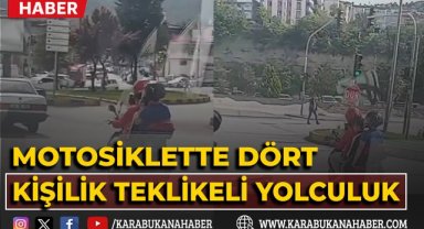 Motosiklette 4 kişilik tehlikeli yolculuk kamerada