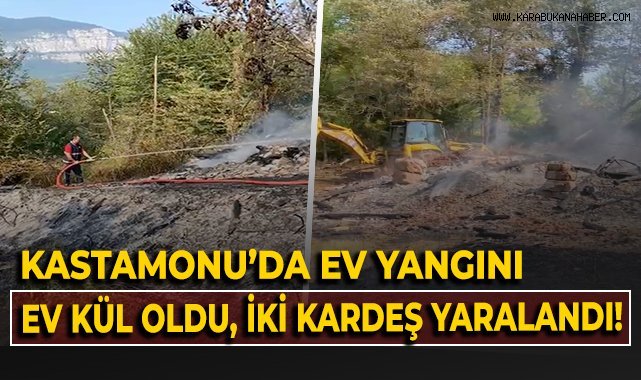 Alevlere teslim olan ev küle döndü, iki kardeş yaralı kurtuldu